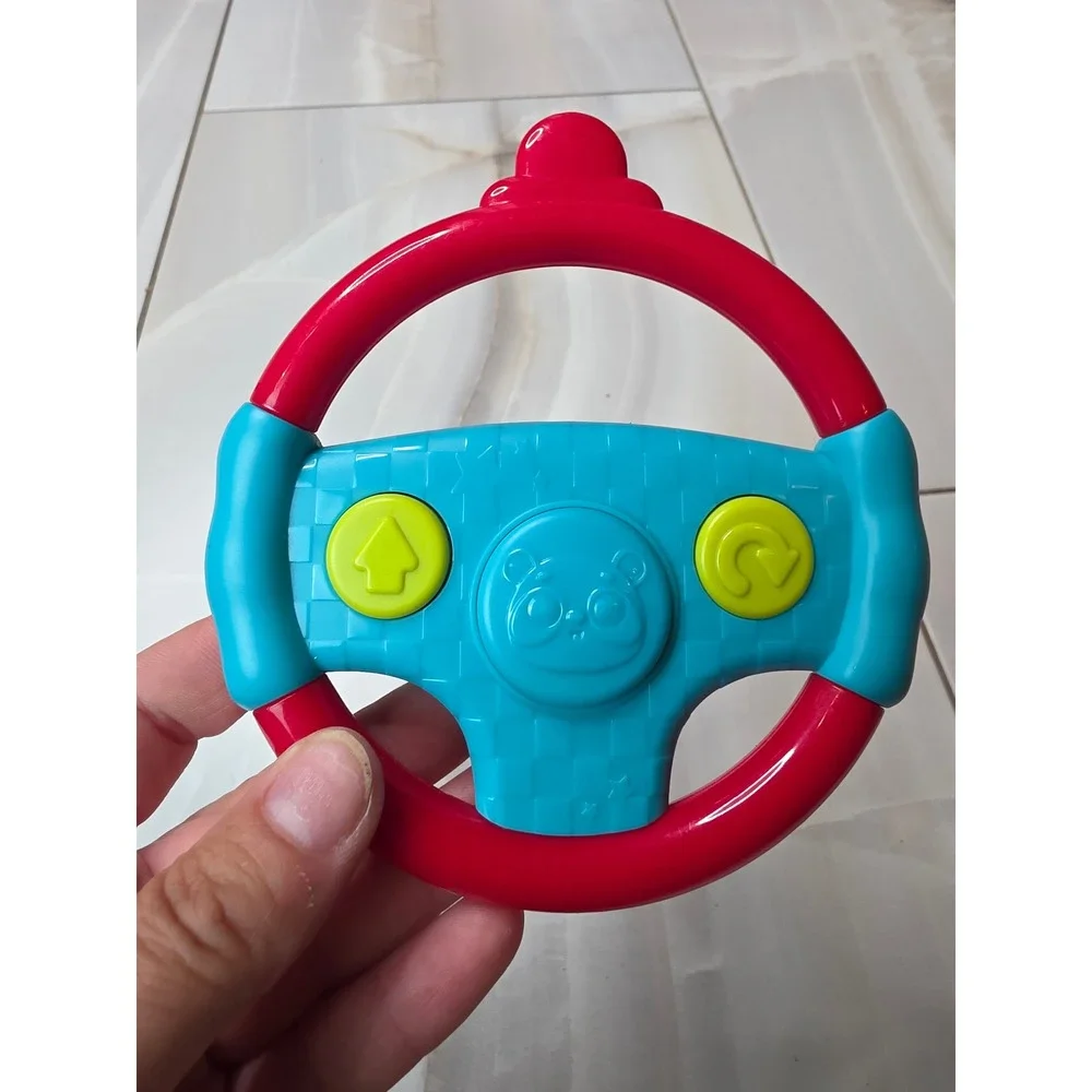 Land of B. by B. toys Woo-Hue Steering Wheel Toy Red Teal Panda Sound‎ Lights G1